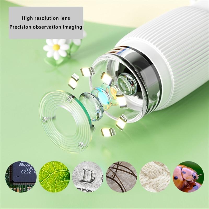 Optical Handheld Microscope for Kids Encouraging Scientific Exploration with LED Light Sources 50x-1000x Magnification