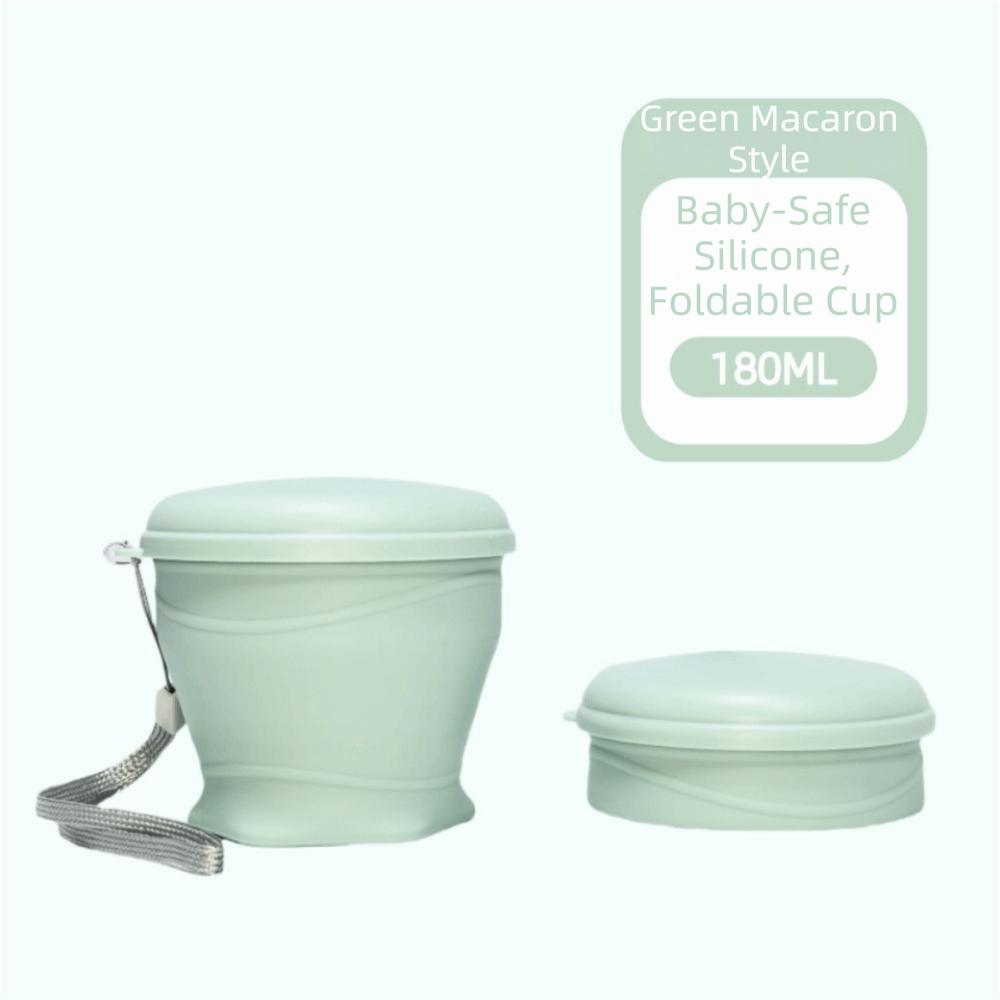 180ml Collapsible Travel Cup with Lid Stainless Steel Rim Mini Silicone Cup with Strap Lightweight Folding Water Cup Outdoor Use