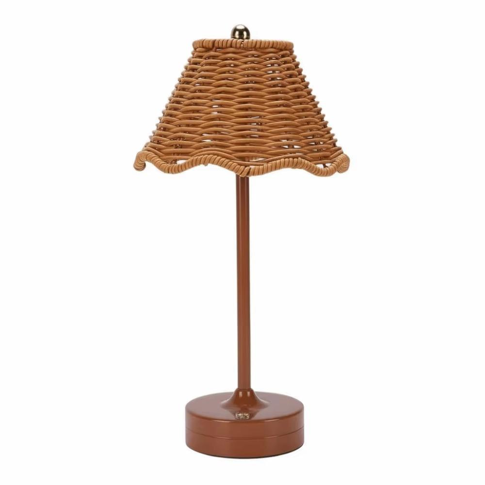 Adjustable Brightness Wicker Table Lamp Wireless Design Touch Bedside Lamp Rattan Desk Lamp Home коричневый