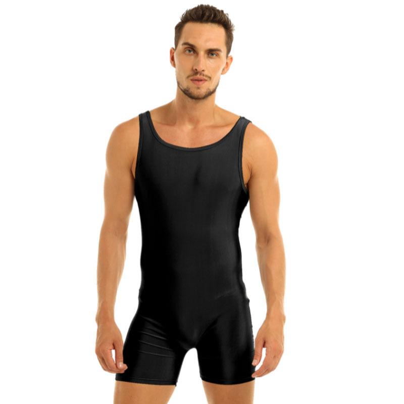 Herren-Bodysuit, ärmellos, dehnbar, einteilig, für Sport und Fitnessstudio, für Tanz, Gymnastik, Ganzanzug