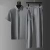 Set sportivo leggero traspirante estivo da uomo con cerniera scollo a V manica corta + set di pantaloni