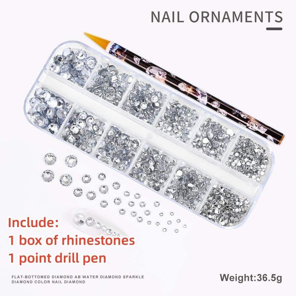 

1 коробка роскошных блестящих алмазных страз для дизайна ногтей, каменные стразы, стеклянные 3D-принадлежности для ногтей, ювелирные изделия AB/цветные украшения для маникюра с горячей фиксацией#