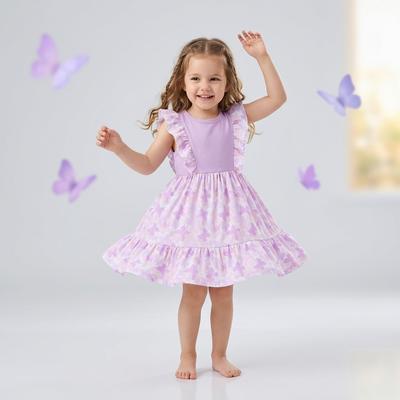 Sommer Mode Neues Mädchenkleid Cartoon Spitze Kinderkleid Prinzessinnenkleid Rundhalsausschnitt Kinderkleid