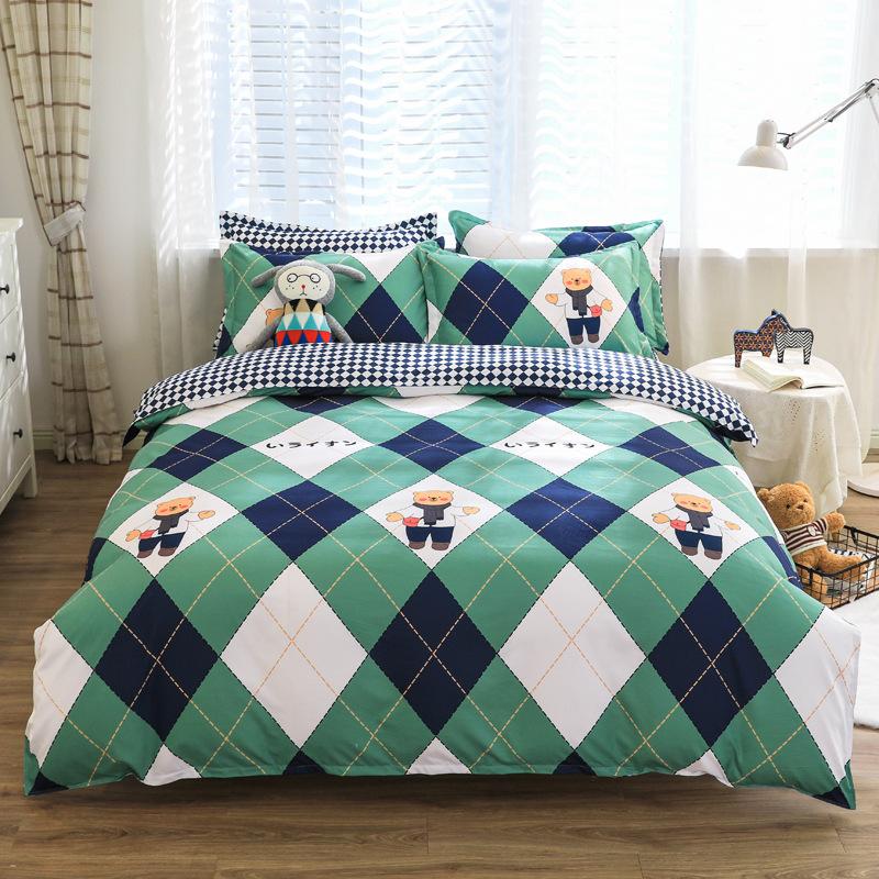 Washed Cotton Bedding Four-piece Set, Quilt Cover, Bed Sheet, Dormitory Three-piece Set