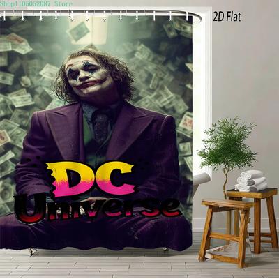 הית' לדג'ר ג'וקר יקום DC כסף וילון מקלחת עמיד למים - עיצוב חדר אמבטיה למעריצים
