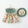Baby Girl Flutter Sleeve Floral Dress With Hat 6-24 Months Cute Doll Dress Summer Vacation Outfit Multi Print