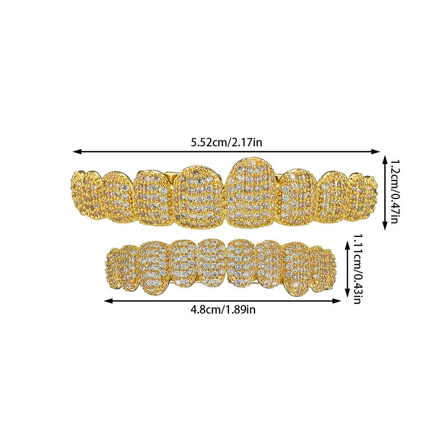 Hot Selling Halloween Hip Hop Grillz: Real Gold Plated Copper, Punk Zircon Paved, Big Gold Tooth Jewelry.