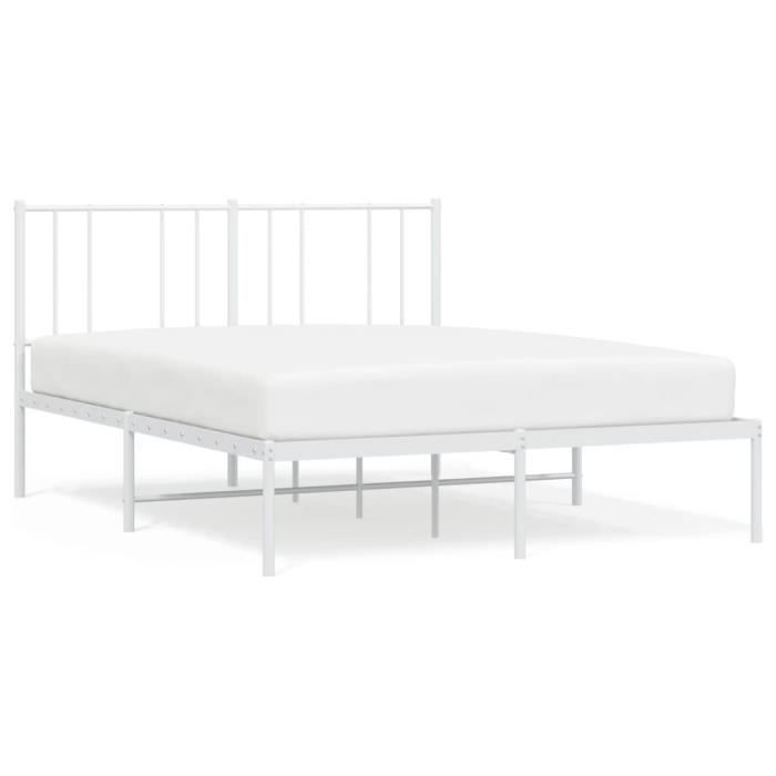 VidaXL Cadre de lit métal avec tête de lit blanc 140x190 cm 352529