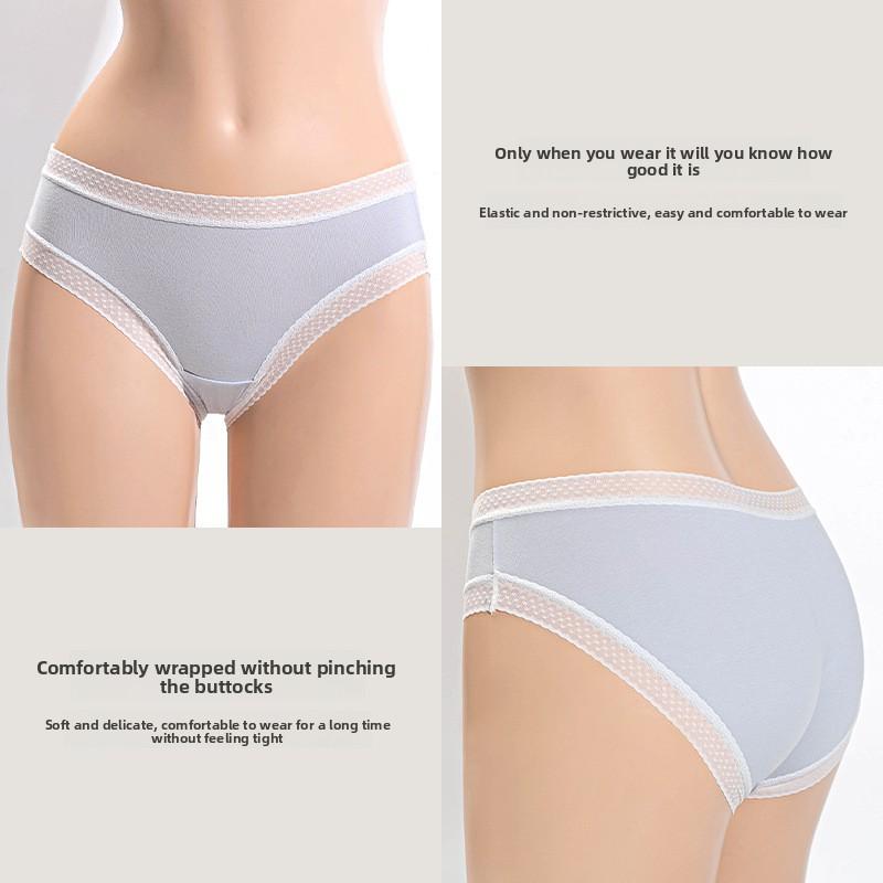 Big Size Ladies Summer Thin Style Pure Sexy Lace Antibacterial Crotch Waist Triangle Briefs