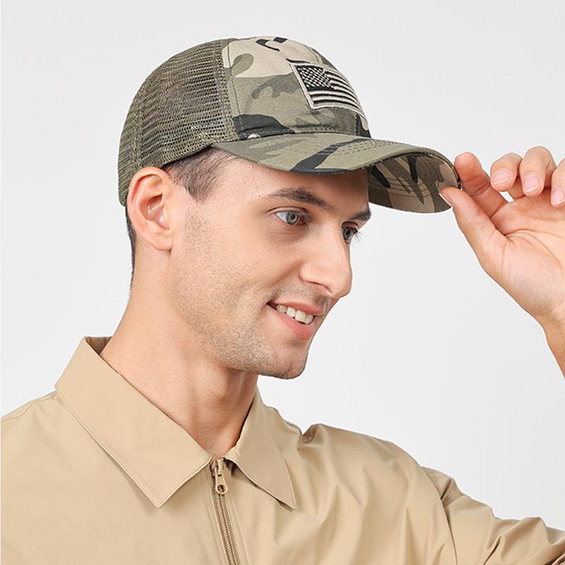 Pălărie de Soare de Vară pentru Bărbați, din Plasă Respirabilă, Camuflaj de Exterior, Șapcă de Baseball Brodată