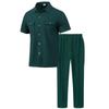 Men's Solid Color Button Pocket Short Sleeve Shirt and Long Pants Two-Piece Set - Summer 2025 Collection
