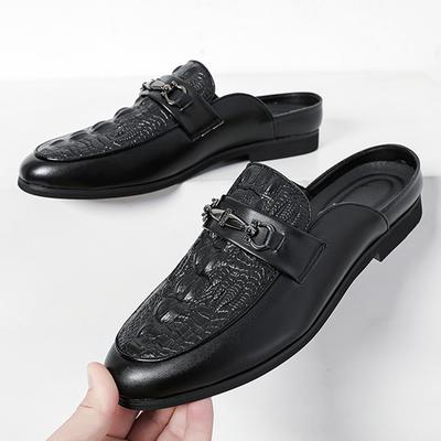 New Men Half Slippers Loafers Male Casual Alligator Pattern Patent Leather Mules Moccasins Breathable Slip On Driving Shoes