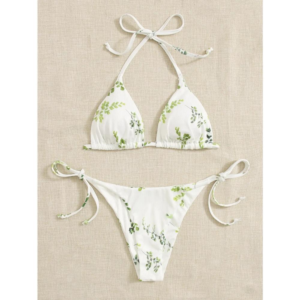 

Neck Women s Two-Piece Bikini, Suspender Bra, V Bottom, Women s Swimwear and Apparel L білий