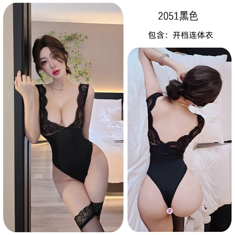 Sexy lingerie sexy lace stitching tight onesie hot seduction passion suit women