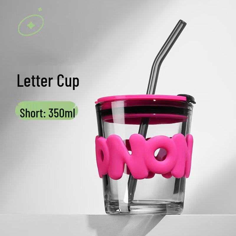 Bamboo Joint Letter Glass Straw Cup