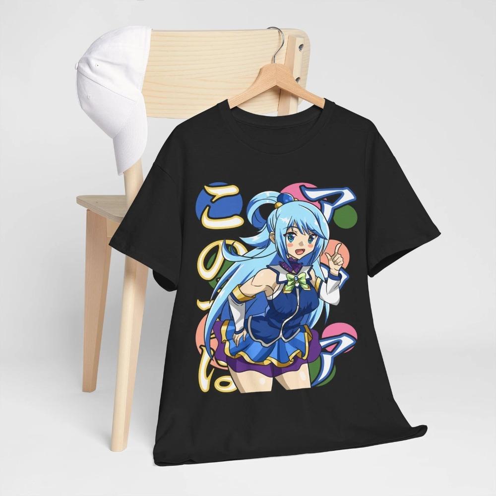 Nadměrné černé tričko s krátkým rukávem s komiksovým potiskem Megumin Explosion Mage z Konosuby pro fanoušky anime a isekai komedií
