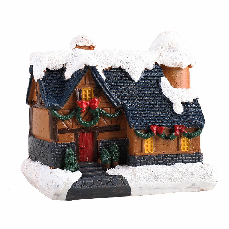 Christmas Resin Light-Up Small House Ornament - Retro Micro Landscape Decoration