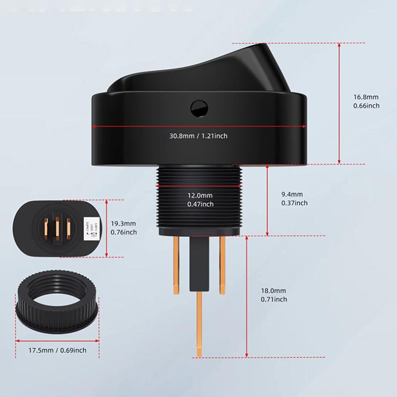 2Pcs 3 Pin LED Lighted On Off Switch Toggle Switch 12V 30A Oval Rocker Switch For Automative Car RV Marine Boat