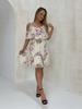 Women's Summer Spanish Dress with Ruffles In Flowers Beige Universal