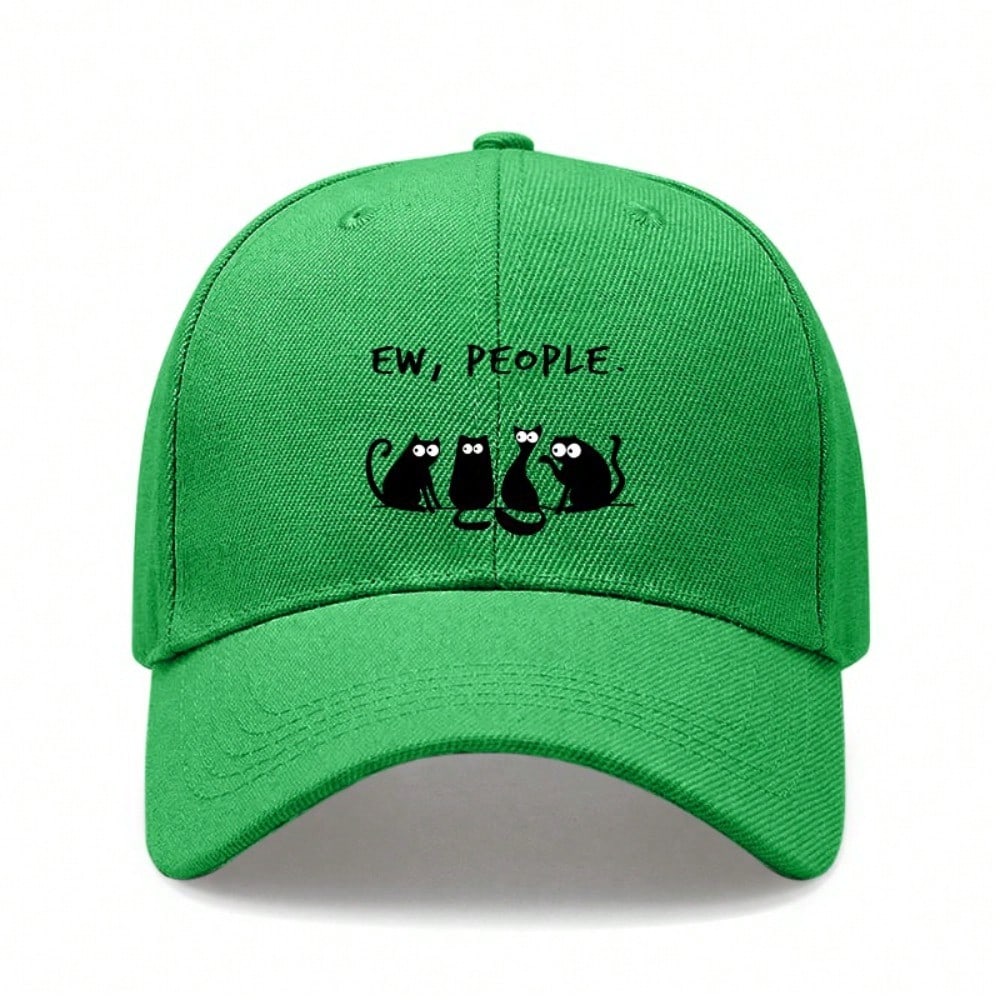 [Funny Cat Hat] Cream Polyester Print Baseball Cap - Adjustable Breathable Casual Streetwear Dad Hat For Men Women
