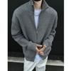 No Logo Official Lazy Style Sweater for Men, Autumn and Winter Double Zipper Cardigan, Stand Collar Knitwear Jacket for Boys