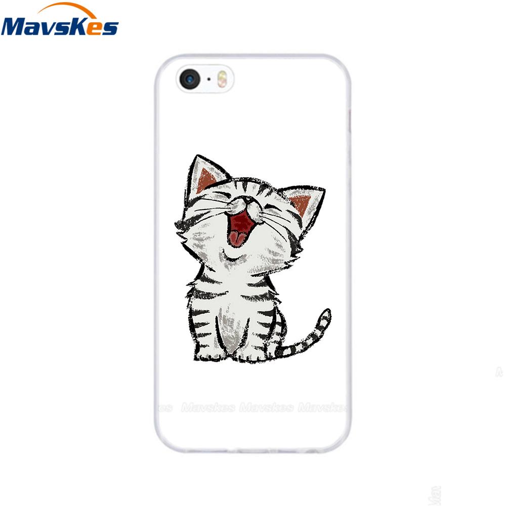 soft tpu case for iPhone 4 4s 5 5s SE 6 6s cute cartoon cat flower fashionable silicone phone case cover full protective coque