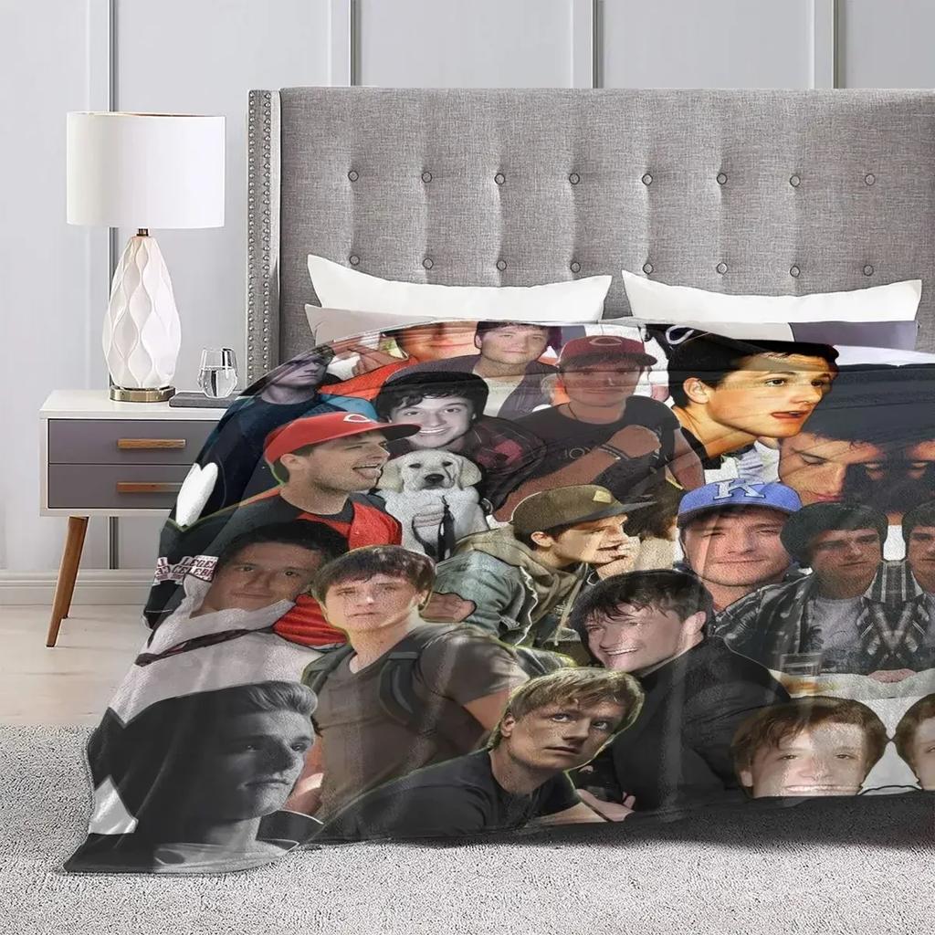 Super Warm Blanket Travel Office J-Josh Hutchersons Throw Blanket Peeta Flannel Bedspread Couch Chair Cute Sofa Bed Cover