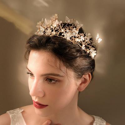 Forest Themed Super Fairy Butterfly Flower Crown Exquisite  Dreamy  High End  Elegant  Grand and Sweet Princess Style Hair Band for Women