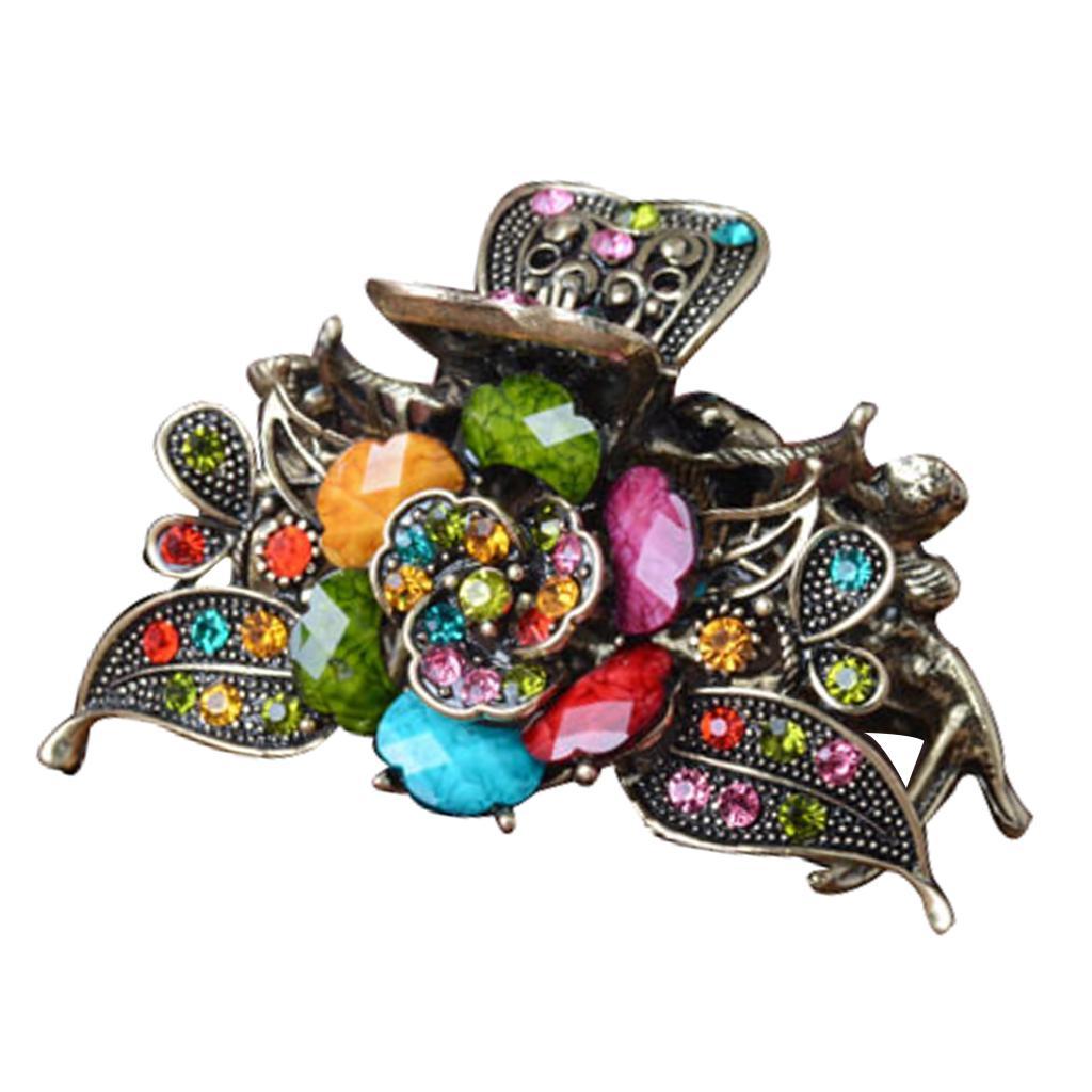 4x Diamante Turquoise Jaw Clip Womens Metal Updo Hair Clamp Barrette