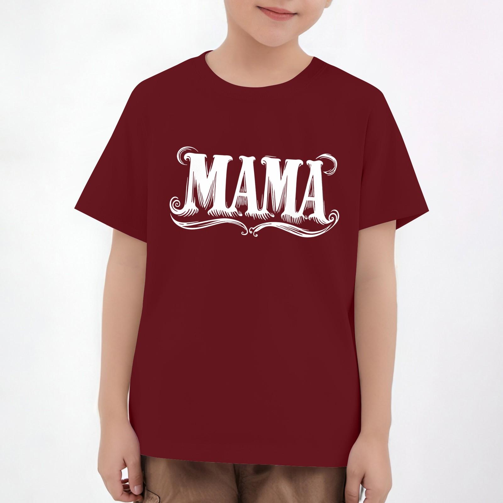 

Детские топы с коротким рукавом, повседневная футболка с принтом, круглый вырез, блузка-пуловер 120 винный