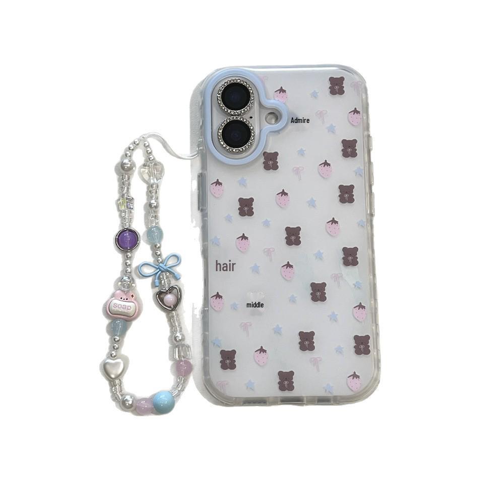 Cartoon Strawberry Bear iPhone 14/13 Case, Anti-fall, Compatible with Apple 17/16/15 PROMAX.