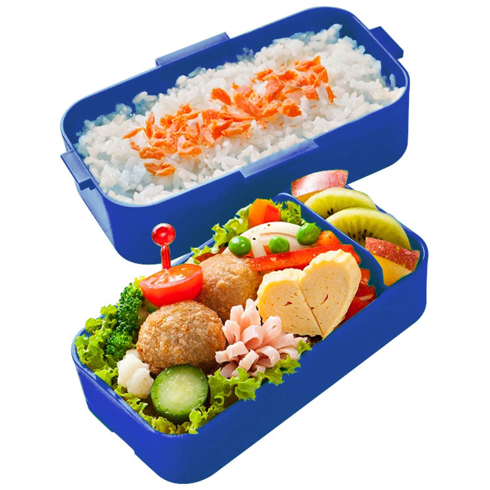 Skater Ag+ Silver Ion Fluffy-Packing Dome-Shaped Lid 2-Tier Bento Box 600ml Cobalt Blue PFLW4AG