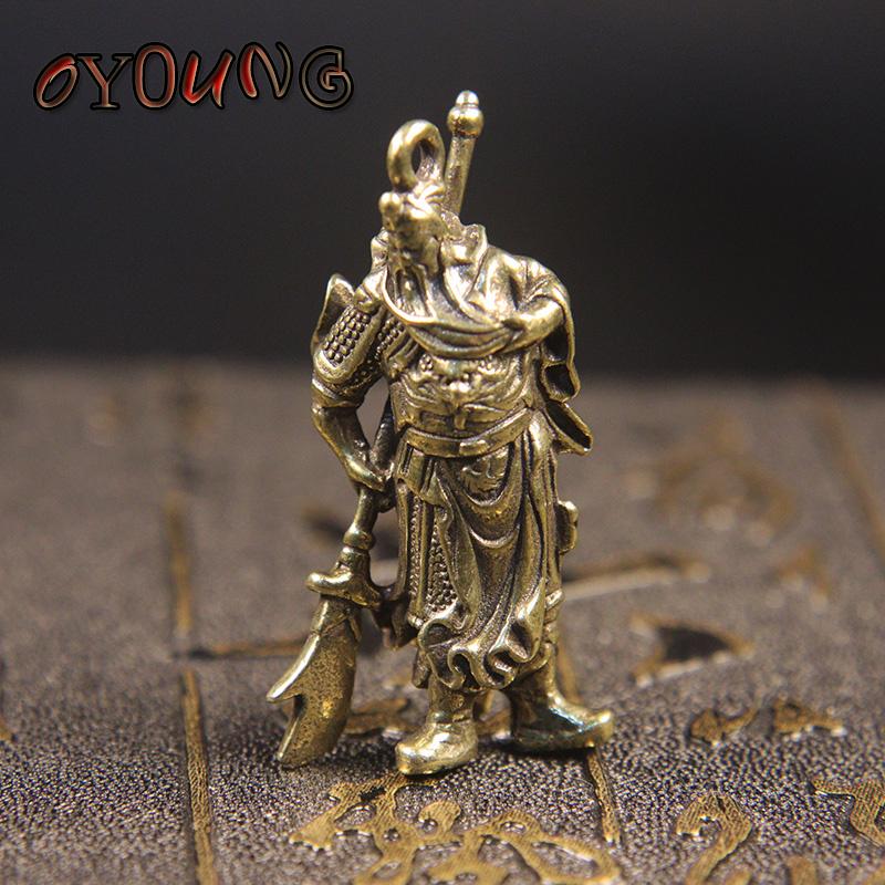 Solid Pure Copper Guan Gong Knife Sword Car Keychain Pendants Luggage Bag Hanging Jewelry Accessories Brass Key Chain Ring Gifts