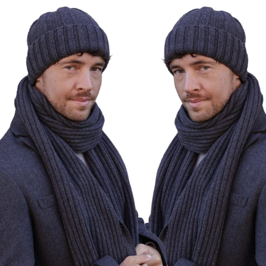 Kamea Ben Men' Set (Hat + Scarf), Graphite