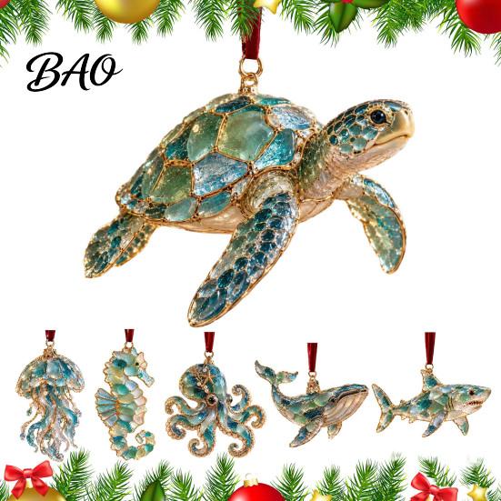 Gastgeschenke für Festivals Meerglas-Weihnachtsdekoration, Küsten-Schildkröte Walhai Oktopus Bürodekorationen Baumbehang, Meeresinspiriert