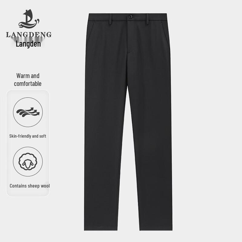 

Langdeng Men s Thick Straight-Leg Business Casual Trousers 38 (98CM)