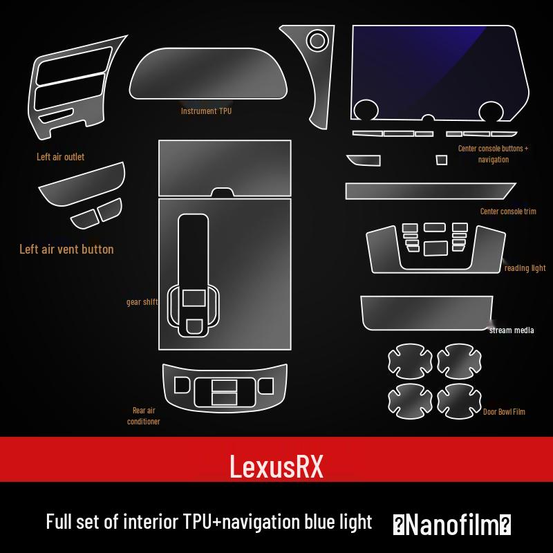 Fits 23 Lexus RX350h Models: Center Console Gear Shift & Navigation Display Tempered Film.