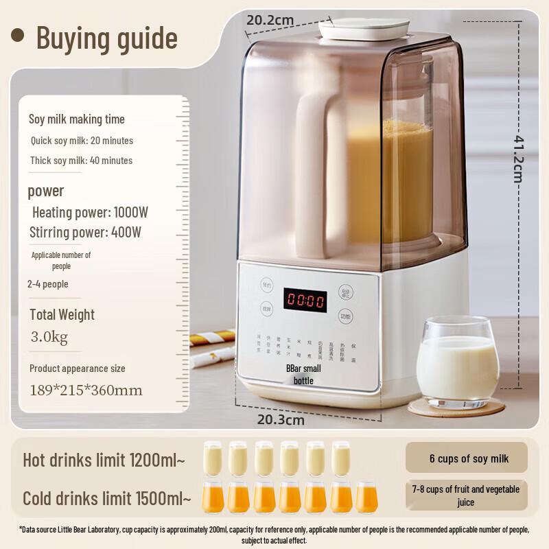 Bear 1.5L Multi-functional Smart Blender CN plug (adapter included)