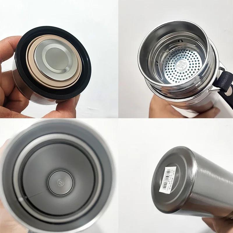 1000ml Thermal Water Bottle with Handle Vacuum Double Sports Bottle for Water Tea Coffee Insulation Cup Large Capacity Portable