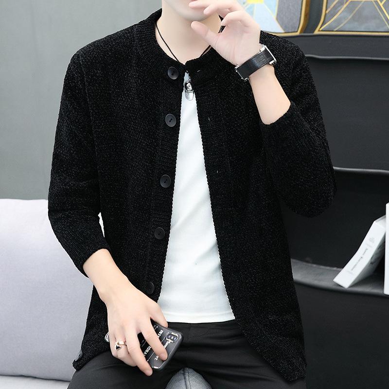 Chenille Velvet Japoński Retro Trend Młodzieżowy Wąski Dzianinowy Sweter Kardigan Męski Sweter Męski Koreańska Wersja Młodzieżowa