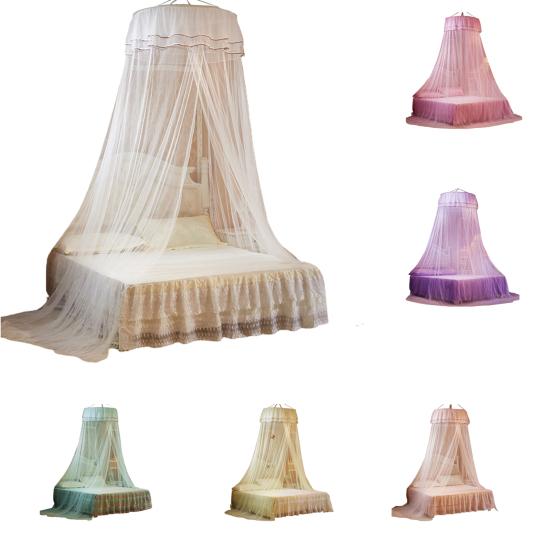 Mosquito Net Round Top Stimulation Butterfly Pin Polyester Fiber Decorative Bed Canopy