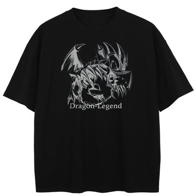 Streetwear Drachen Grafik T-Shirt Baumwolle Unisex Oberteile T-Shirts Sommer Kurzarm T-Shirt