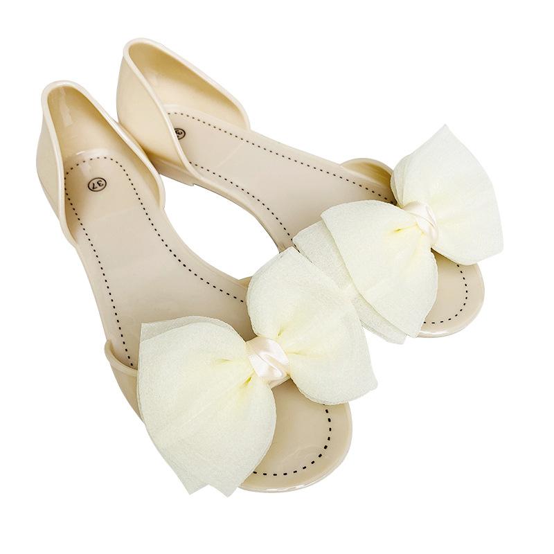 Ladies Fashion Slippers Gauze Bow Shoes Pvc Comfortable Casual Beach Shoes Y2