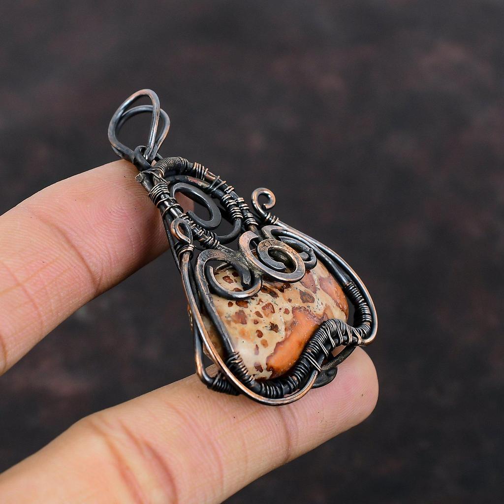 Asteroid Jasper Pendant Copper Wire Wrapped Pendant Antique Jewelry Handmade Pendant Natural Gemstone Pendant Wire Wrap Jewelry Gift For Her