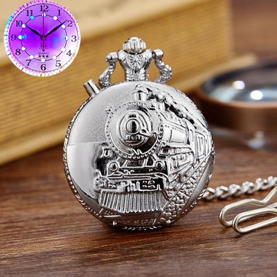 Yeni Vintage Cep Saati Lokomotif LED Işık Kelime Anlamıyla Yaratıcı Quartz Cep Saati