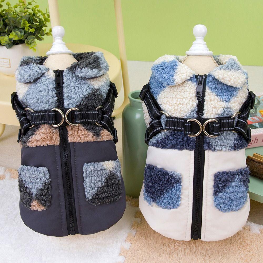 Dog Apparel Warm Dog Jacket Built-In Chest Straps Thickened Dog Vest Comfortable Windproof Puppy Coat Training