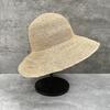 Thin Lafite Straw French Bucket Hat Women'S Big-Brimmed Straw Hat Tulip Handmade Crochet Vacation Beach Sun Hat