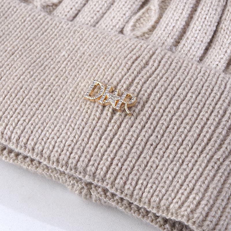 Women's Warm Knitted Hat Korean Style Versatile Plus Velvet Thickened Windproof Ear Protection Wool Hat