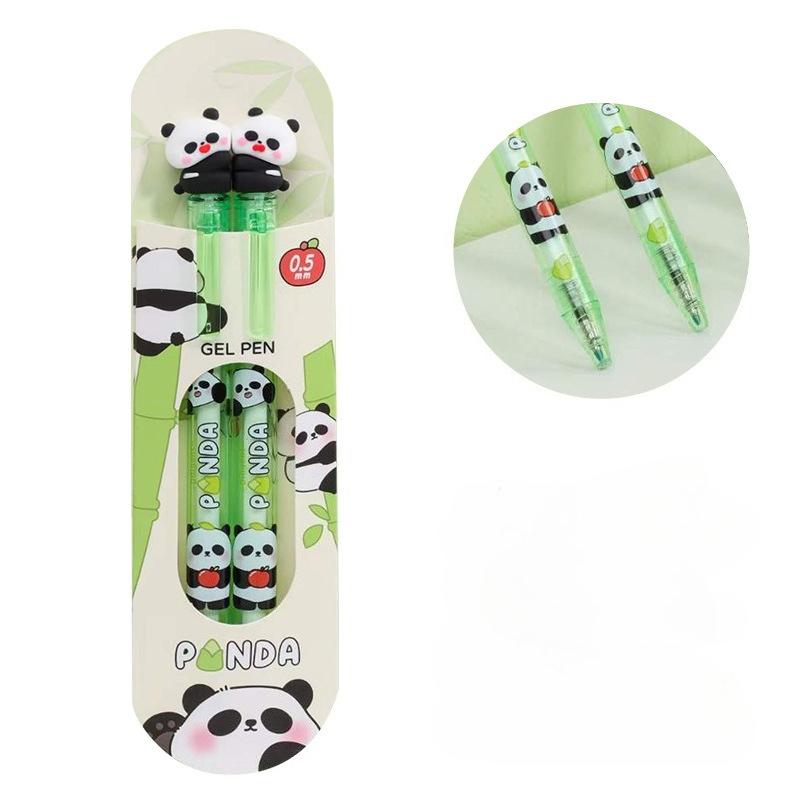 2 ks/sada Kawaii Králíček Jahoda Sada per Estetická Gelová pera s tlačítkovým mechanismem 0,5 mm Černý inkoust Roztomilé Studentské potřeby Hladké psaní