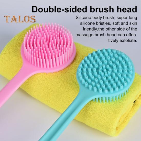 Lazy Duschbürste, langer Griff, Silikon-Rückenschrubber, doppelseitiger Bürstenkopf, Peeling-Massagebürste, Badezubehör
